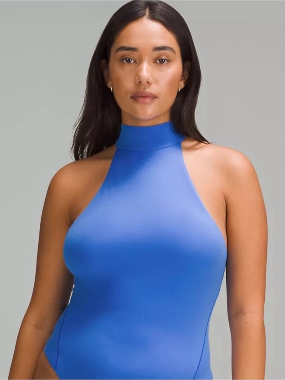 Lululemon NWT Mock Neck Sleeveless Bodysuit Nulu Ultra Soft Blue Size L